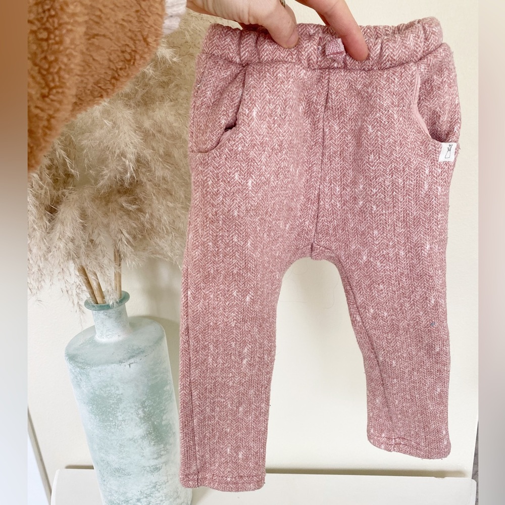 Zara- wool, light blush joggers, perfect for outdoor play.
